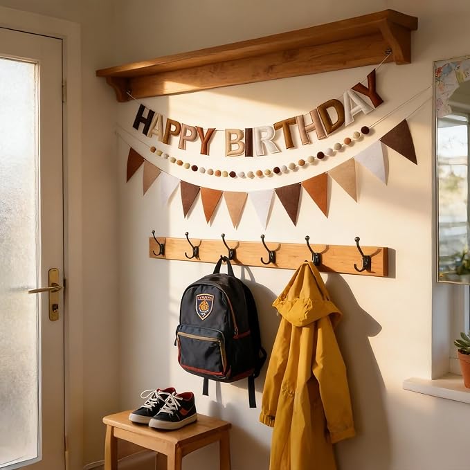 3D Happy Birthday Banner, Pre-Strung Felt Party Decorations | Ready-to-Hang 3D - Image 4