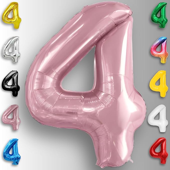 Pink Pearl Number Balloon 4 Mylar Foil Macaron Balloons 16 Inch - Image 2