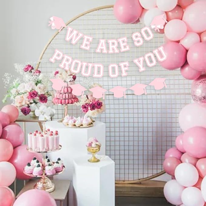 We Are So Proud Of You Banner Graduation Party Decorations Congrats Grad Cap - Image 5