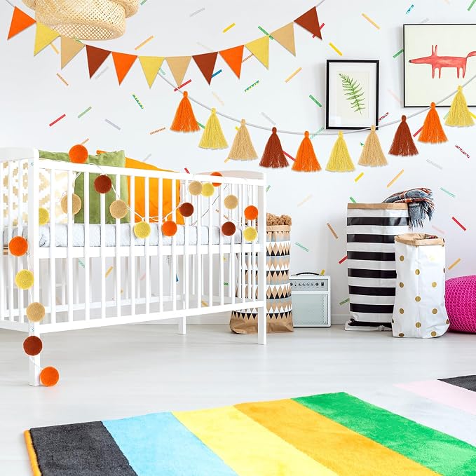 Irenare 9.8 ft Pom Pom Garland for Classroom Felt Rainbow Garland Back to - Image 6
