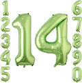 Shiny Metallic Light Green Foil Finish Number 14 Balloon, Botanical Themed by Unknown