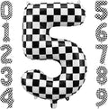 40" Checkered Number 5 Balloon for 5th Race Theme Birthday Party Supplies | 40 by TNCDJKPA