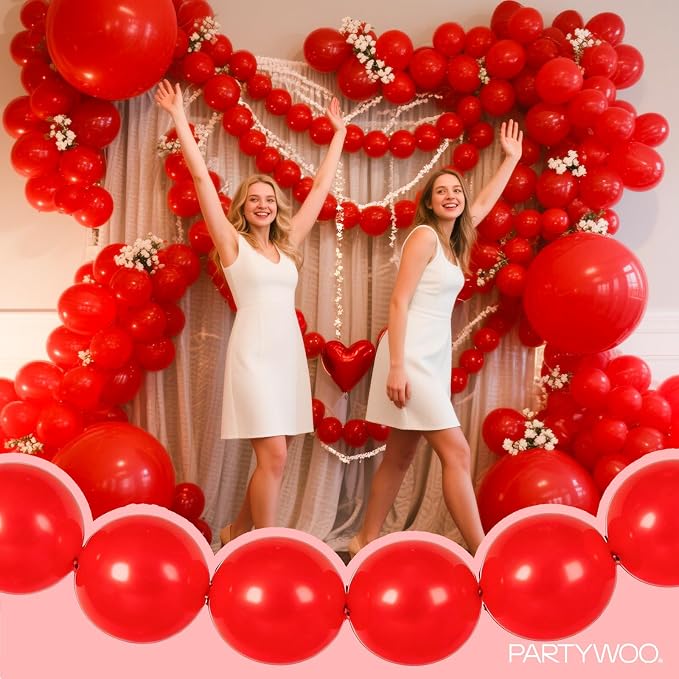 PartyWoo Red Linking Balloons 100pcs 12 Inch Red Link Balloons | - Image 2