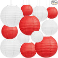 Red and White Paper Lanterns, classrooms, stores and holiday hanging decor by Peywot