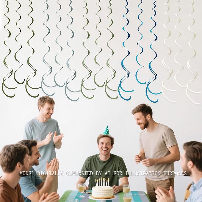 36 Pcs Sage Green Dusty Blue Hanging Swirl Decorations Blue Sage Green Felt - Image 6