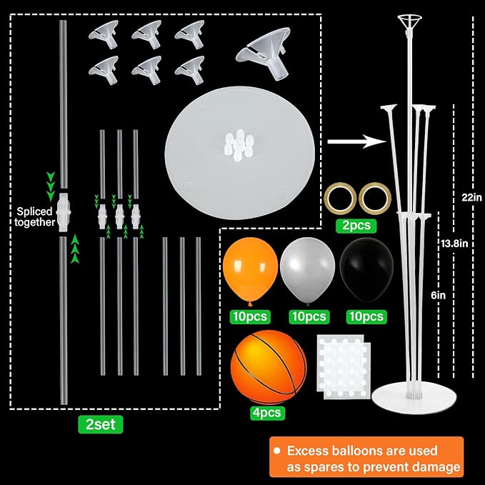 4 Sets Basketball Party Balloons Stand Kit - Image 2