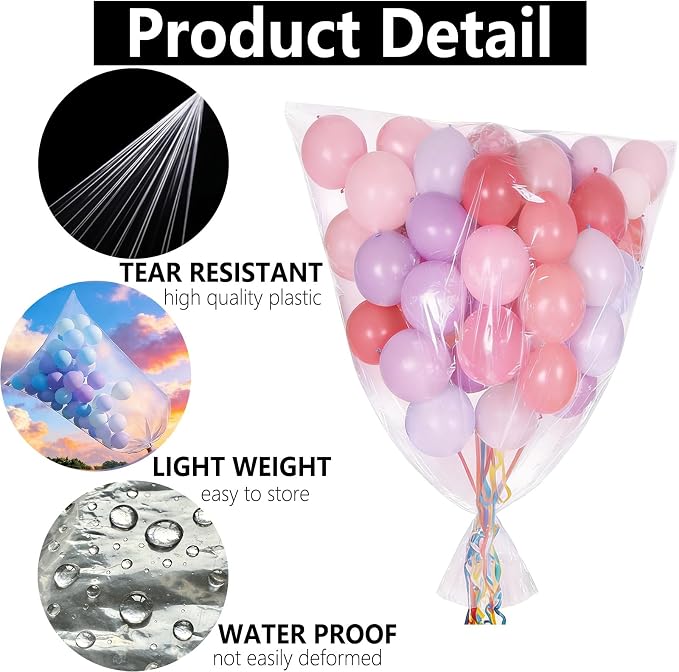6 Pack 98.4 x 59.1 Inch Clear Balloon Transport Bags, Giant Storage Bags - Image 3
