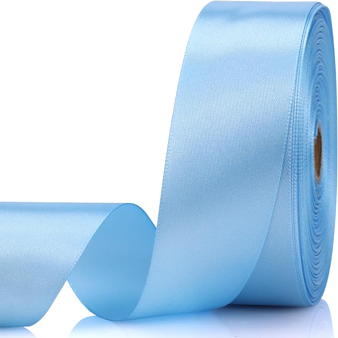 1-1/2 Inch 60 Yards Sky Blue Solid Satin Ribbon by Unknown