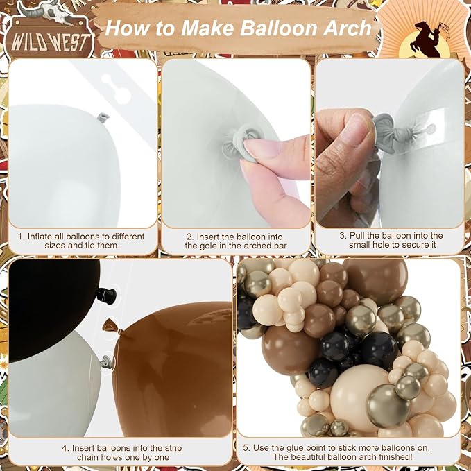 Brown Black Gold Balloon Garland Arch Kit - Image 6