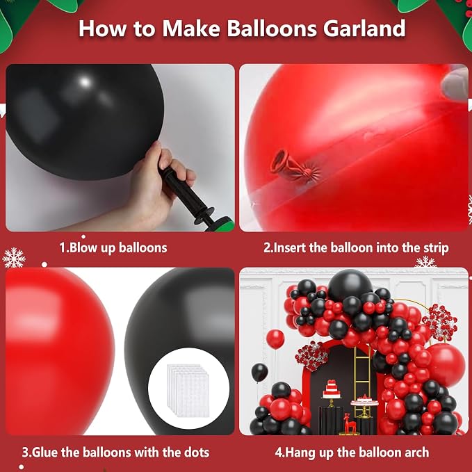 Red and Black Balloons Arch Kit - Image 3