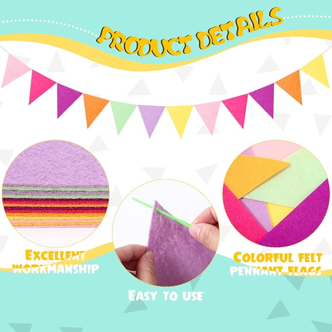 Irenare 9.8 ft Pom Pom Garland for Classroom Felt Rainbow Garland Back to - Image 4