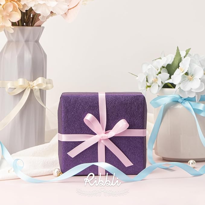 Ribbli Double Faced Light Blue Satin Ribbon, 3/8” x Continuous 25 Yards - Image 4