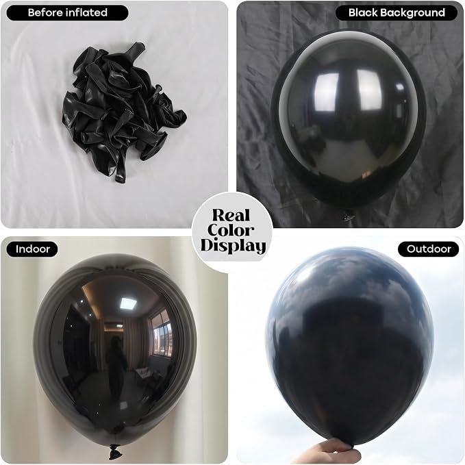 Black Balloons 50Pack 12 Inch Black Latex Party Balloons - Image 2