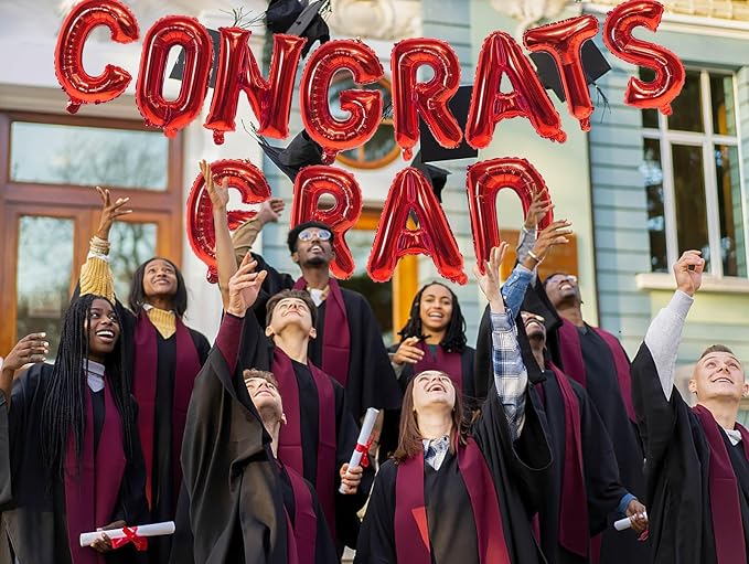 16 Inch Red Congrats Grad Banner Balloons, Graduation Decorations 2026 - Image 5