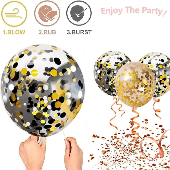 Zesliwy Black Gold Confetti Balloons 50 pack - Image 4