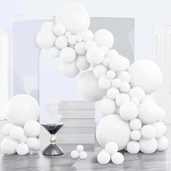 PartyWoo White Balloons 140pcs Different Sizes of 18 12 10 5 Inch | 18 12 10 5 by PartyWoo