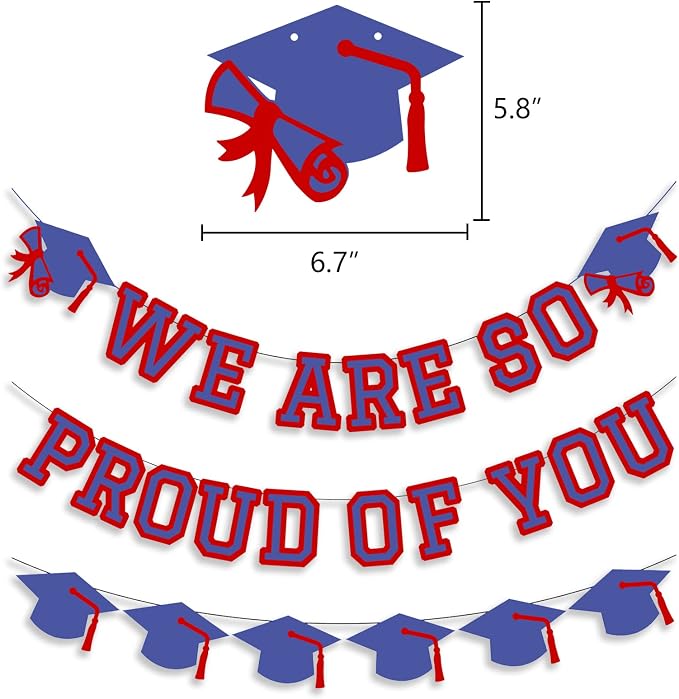 We Are So Proud Of You Banner Graduation Party Decorations Congrats Grad Cap - Image 2