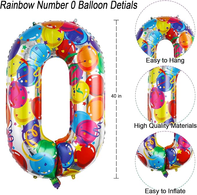 40 Inch Rainbow Balloon Number 20 Balloons, Huge 20th Birthday Decor | Large - Image 4