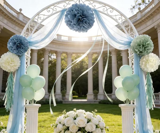 Sage-Green Dusty Blue Ivory Party-Decorations - Image 6