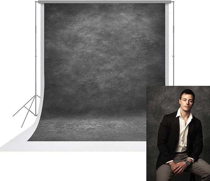 UrcTepics 8x16ft Dark Grey Abstract Textured Backdrop. Personal Headshot by UrcTepics