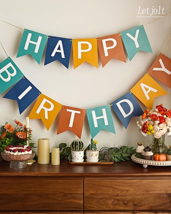 Letjolt Happy Birthday Banner Blue Orange Handmade Kids Party 13pcs | Birthday - Image 5
