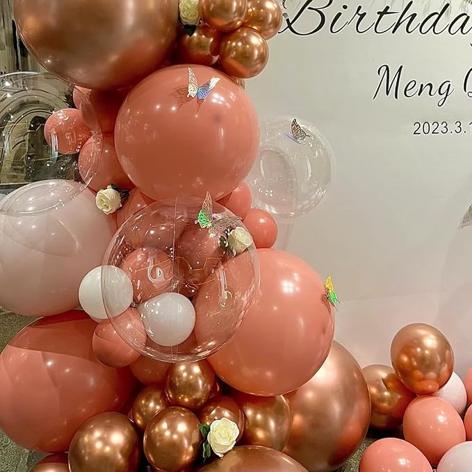 Voircoloria 130pcs Retro Pink Balloons Garland Arch Kit, 18 12 10 5 Inch | - Image 4