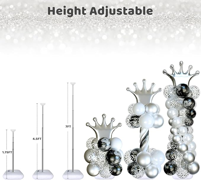 Balloon Arch Stand, Balloon Stand Set of 6, 7 Feet Height Adjustable Metal - Image 3