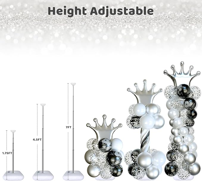Balloon Arch Stand, Balloon Stand Set of 4, 7 Feet Height Adjustable Metal - Image 3