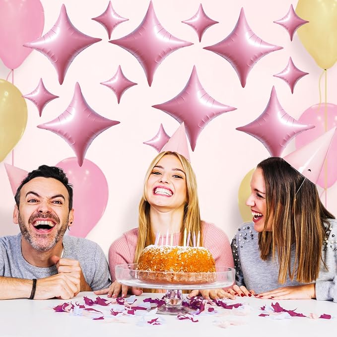 TONIFUL 30 Pcs Four Pointed Star Balloon 26In&10In Light Pink Foil Balloon | - Image 5