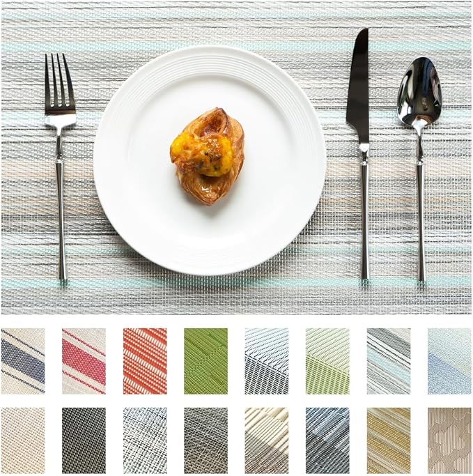 Placemats Set of 4 Vinyl/Plastic Woven Place Mats by Unknown