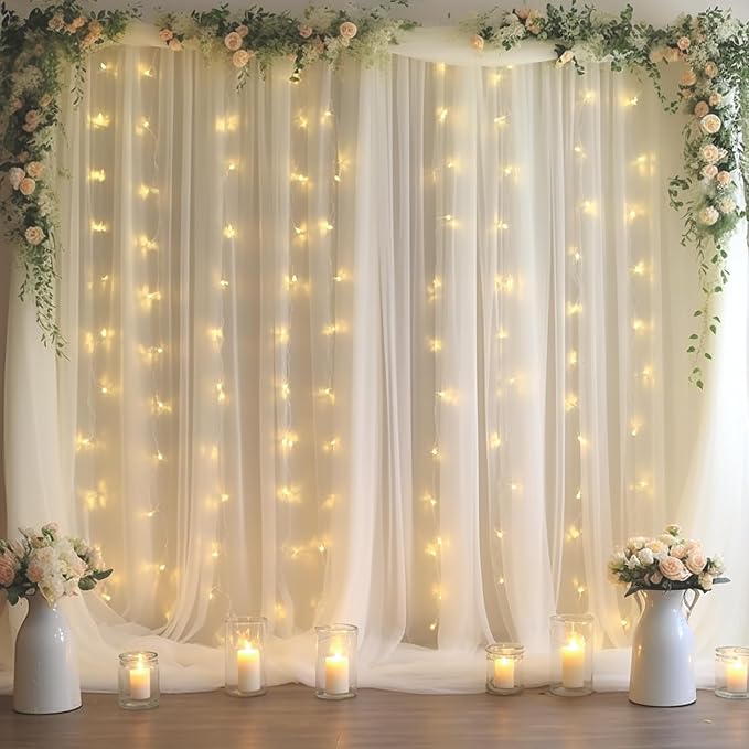 30x8ft White Tulle Backdrop Curtain - Image 3