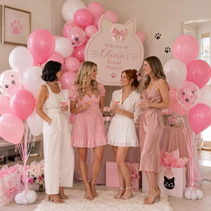 Pink and White Balloons, Baby Pink Latex Balloon - Image 4