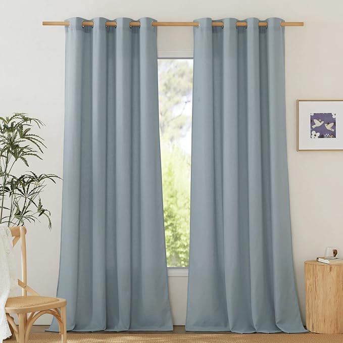 NICETOWN Linen Flax Semi Sheer Curtains 94" Length, Grommet Window Treatments by NICETOWN