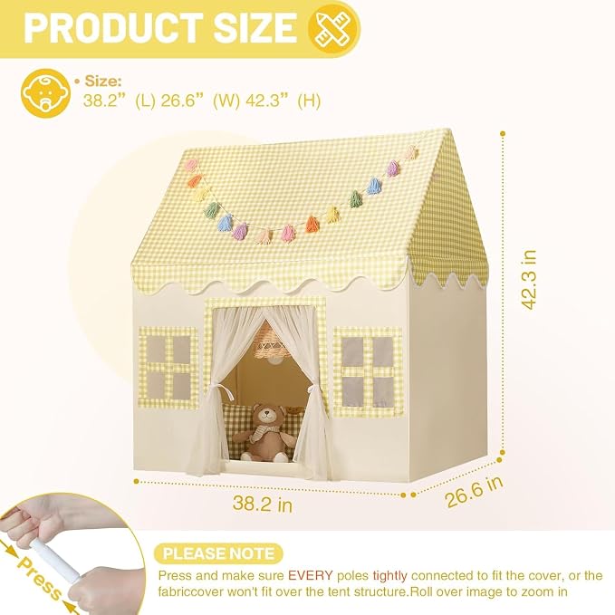 Kids Play Tent Indoor: Mat, Tassel Garland - Image 4