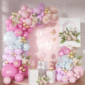 Light Pink and Blue Balloon Arch Kit, Princess Gold Pink Rose Orange Balloon by NUTTYBASH