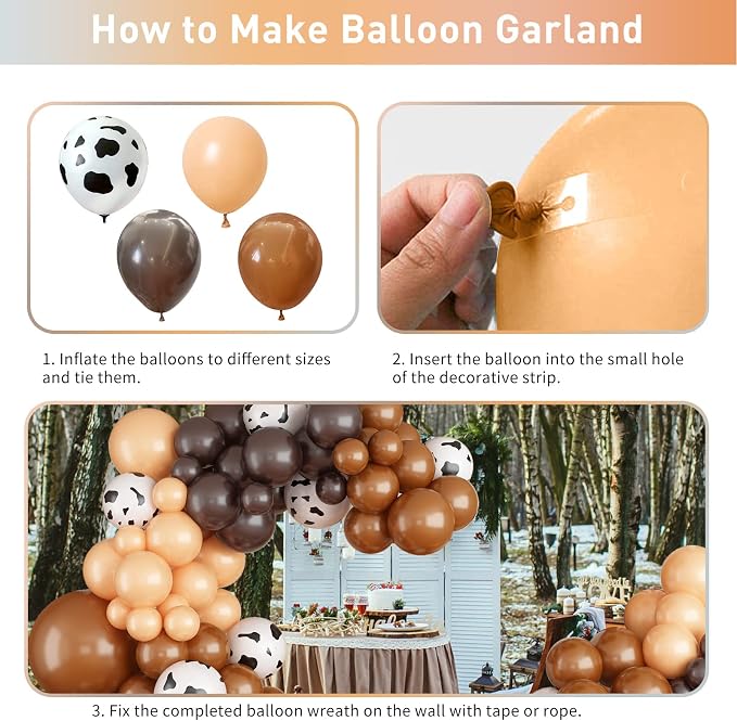 128 Pcs Cow Print Balloon Arch Kit, Latex Balloons Garland Kit - Image 7