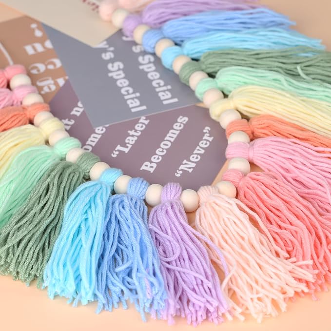 Pastel Rainbow Tassel Garland - Image 4