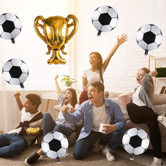 Soccer Party Balloons Set, 32 Inch Champion Trophy Mylar Foil Balloon and 6pcs - Image 5