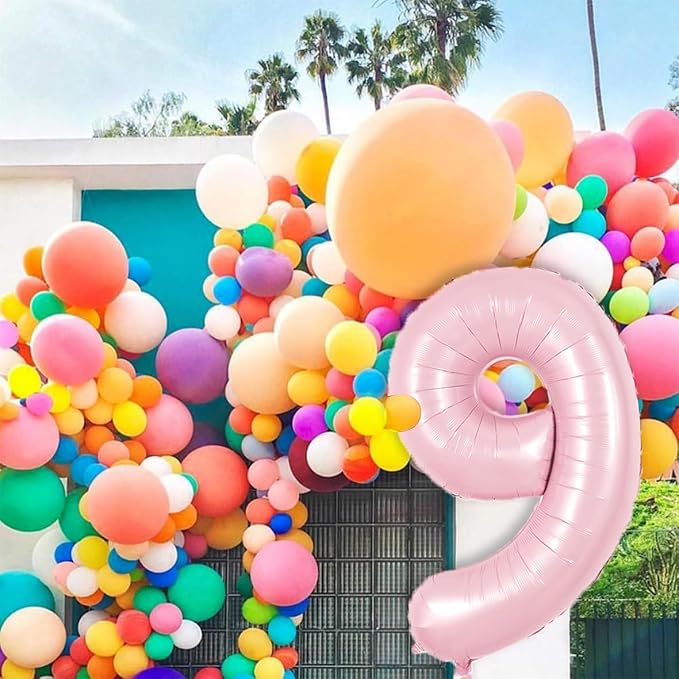 TONIFUL 40 Inch Pastel Pink Number 9 Balloons Large Foil 9th Birthday Decor | - Image 3