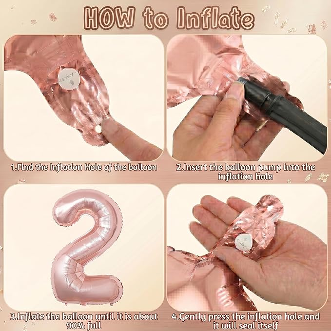 Rose Gold Number 2 Balloon 40 Inch, Blush Foil Duo - Image 5
