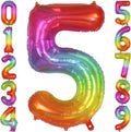 Rainbow Number 5 Balloon 40 Inch, Big Large Foil Number Balloons, Gradient by AIQINHU