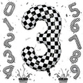 3rd Birthday Number Balloons for Boys, 40 Inch Checkered Racing Foil 3 Balloons by Isndare