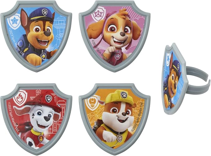 DecoPac Paw Patrol Reporting For Duty Rings, Cupcake Decorations Featuring Chase - Image 6