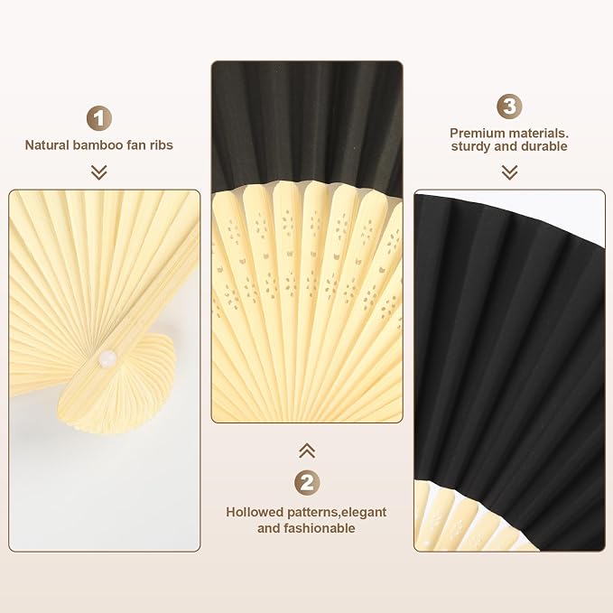 WAYASDCU 100pcs Paper Fans Handheld Folding Fans Bulk Fans - Image 3