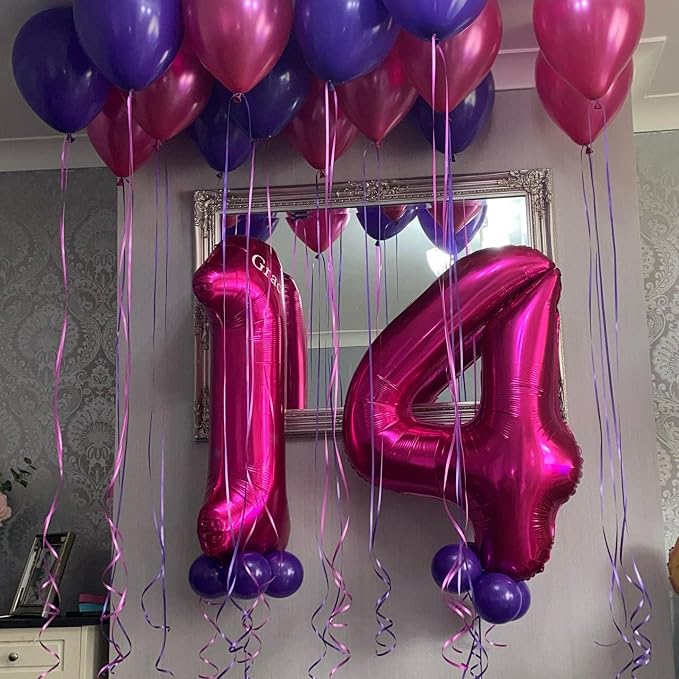 40 Inch Hot Pink 14 Number Balloons Giant Jumbo Huge 14 or 41 Foil Mylar Helium - Image 3