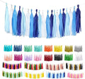 Blue Tassel Garland 20 Pcs, Tissue Paper Tassels Garland Banner by ODDODDY