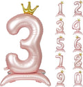 Pink Crown Number 3 Balloon Standing Pink Princess digital 3 Foil Balloon | by YOIOZAIZAI