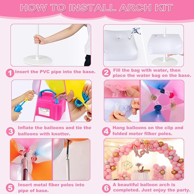 Balloon Arch Kit and Balloon Pump, 9Ft Tall & 10Ft Wide Adjustable Balloon Arch - Image 4