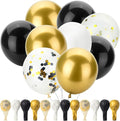 Mr. Pen- Black and Gold Confetti Balloons, 12 Inch, 54 Pack, Metallic Gold | by MrPen