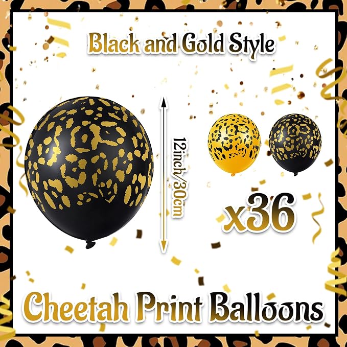 Gejoy 36 Pcs Cheetah Balloons Leopard Print Balloons 12 Inch Spots Latex - Image 2